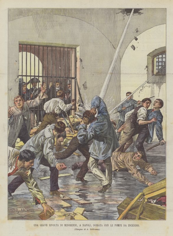 A Serious Revolt of Minors in Naples, Quelled with Fire Pumps by Achille Beltrame