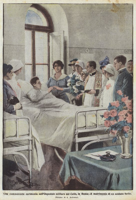 A Moving Ceremony at the Celio Military Hospital in Rome, the Wedding of a Wounded Soldier by Achille Beltrame