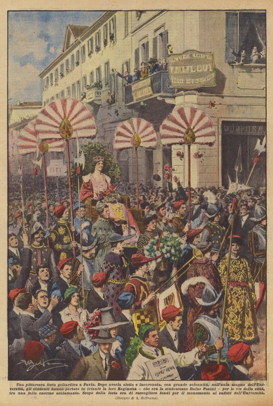 A picturesque student festival in Pavia by Achille Beltrame