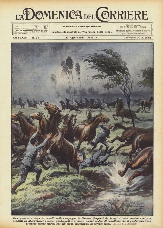 A picturesque horse escape in the countryside of Novara by Achille Beltrame