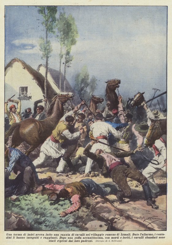 A gang of thieves raided horses in the Romanian village of Izmall by Achille Beltrame