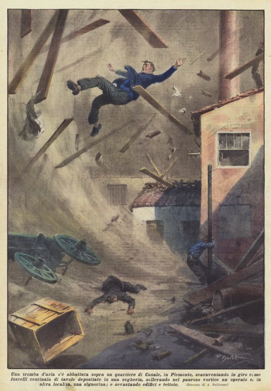 A tornado hit a neighborhood in Casale, Piedmont, throwing things around by Achille Beltrame