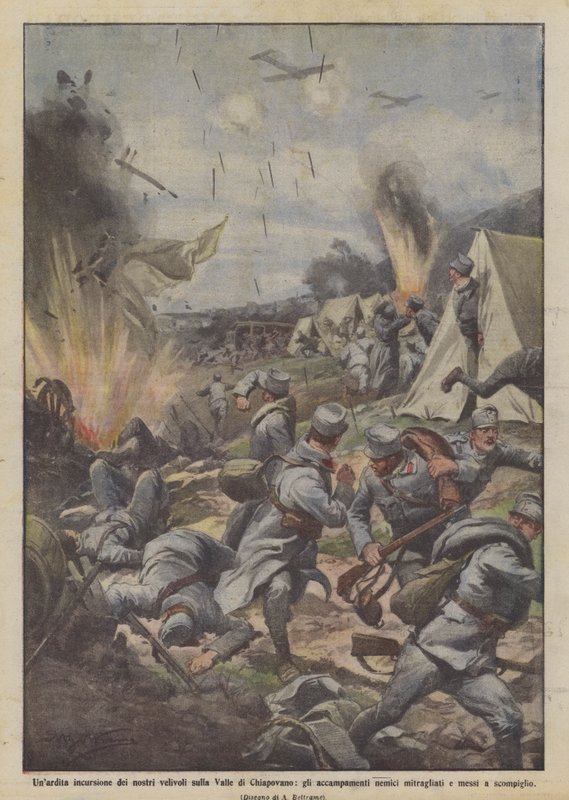 A Bold Raid by Our Aircraft on the Chiapovano Valley, the Enemy Camps by Achille Beltrame