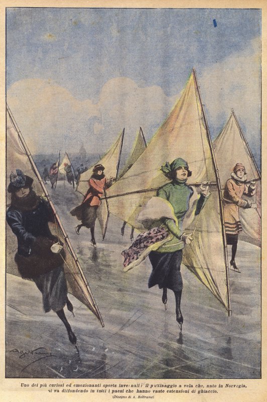 One of the Most Curious and Exciting Winter Sports, Ice Sailing, Born in Norway by Achille Beltrame