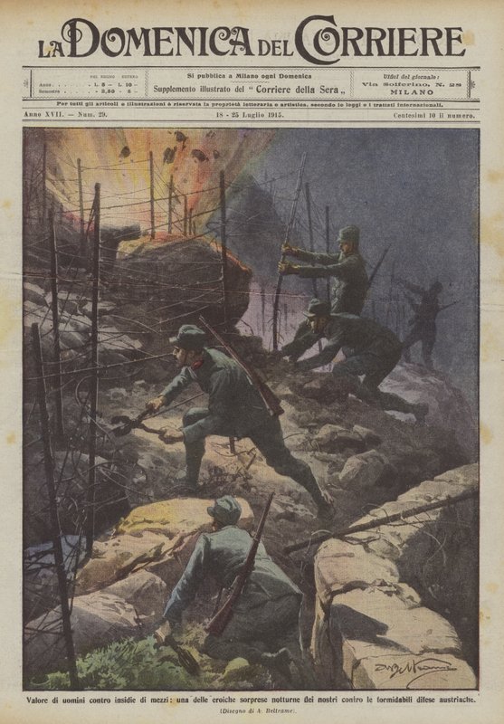 Valor of men against traps, one of the heroic night surprises of our troops by Achille Beltrame
