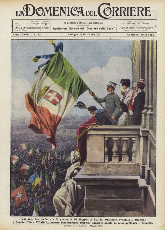 Twenty Years Ago, War Declared on May 24, the King, from the Quirinale, Waves the Tricolor by Achille Beltrame