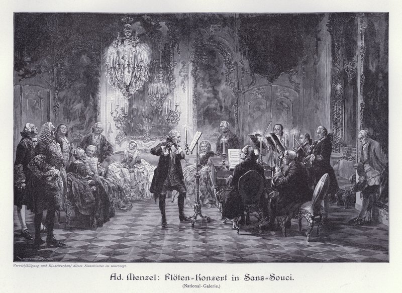 Flute Concert in the Palace of Sanssouci, Potsdam, Prussia by Adolph Friedrich Erdmann von (after) Menzel