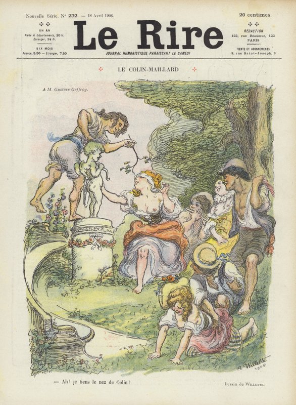 Blind mans buff. Illustration for Le Rire by Adolphe Leon Willette