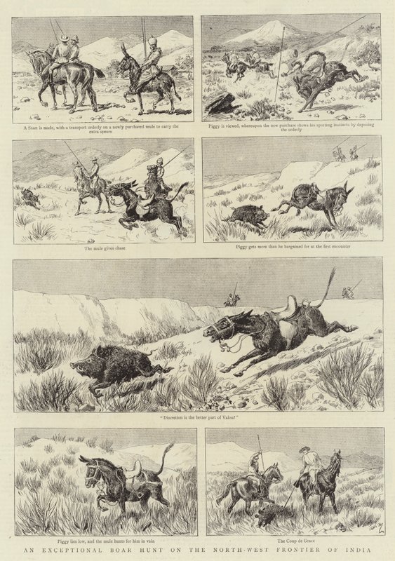 An Exceptional Boar Hunt on the North-West Frontier of India by Adrien Emmanuel Marie