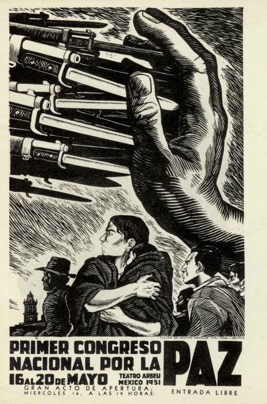 Poster for the First National Peace Congress, Mexico, 16-20 May 1951 by after Albert Robida