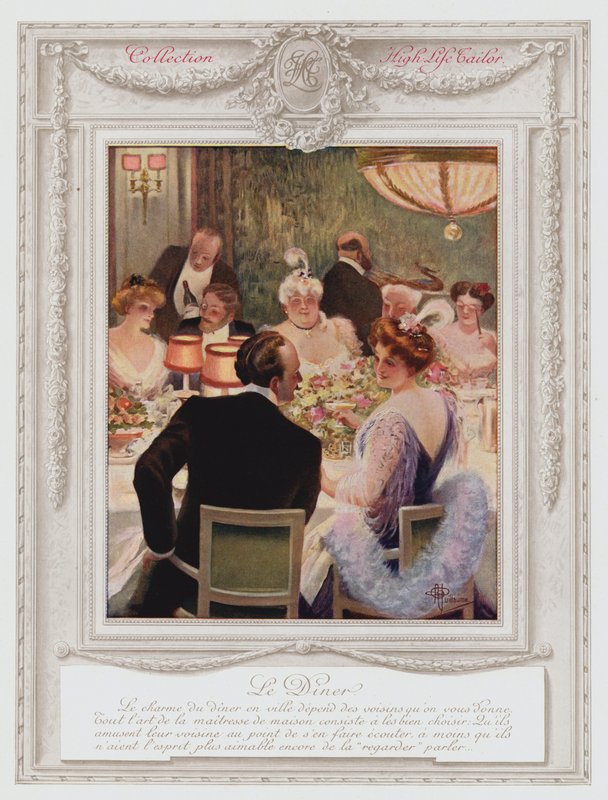 Belle Epoque Paris, Fashionable Lady Having Dinner by Albert Guillaume