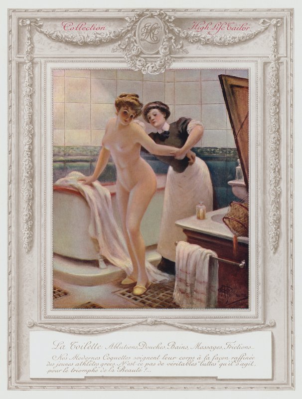 Belle Epoque Paris, Fashionable Lady Taking Her Bath by Albert Guillaume