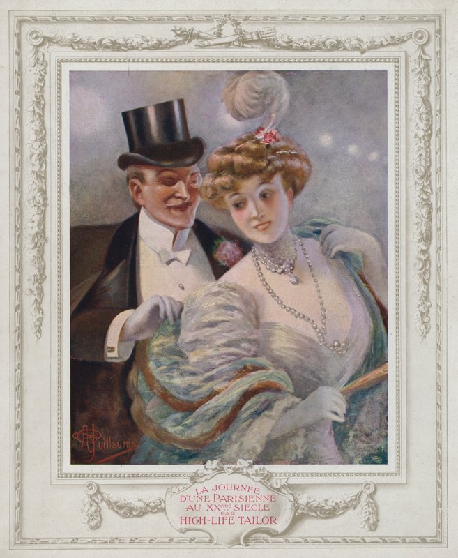 Belle Epoque Paris, Fashionable Lady with Her Admirer by Albert Guillaume