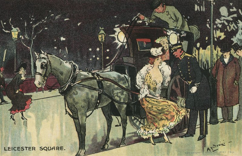 Woman Leaving a Carriage, Leicester Square by Albert Jnr. Ludovici