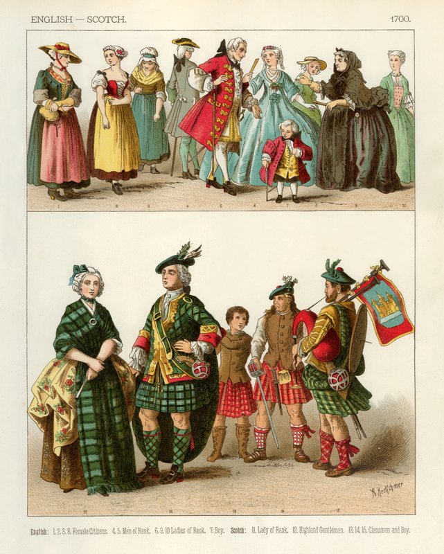 English and Scotch Costumes 1700 by Albert Kretschmer