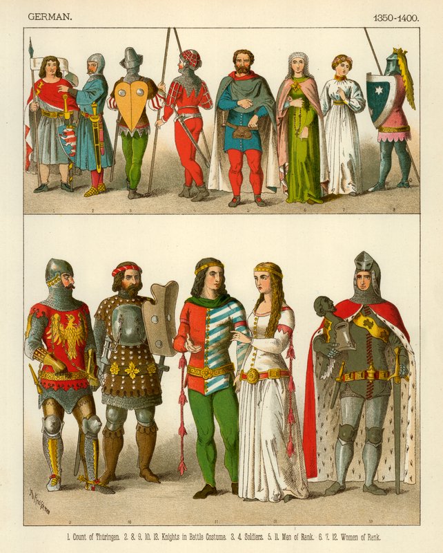 German Costume 1350-1400 by Albert Kretschmer