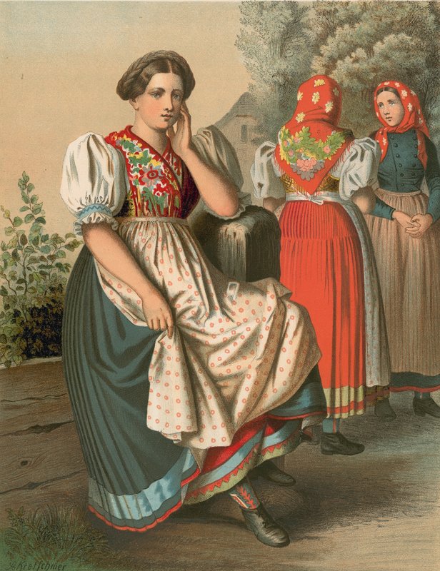 German Costume, Schlesien, Tzarnowany by Albert Kretschmer