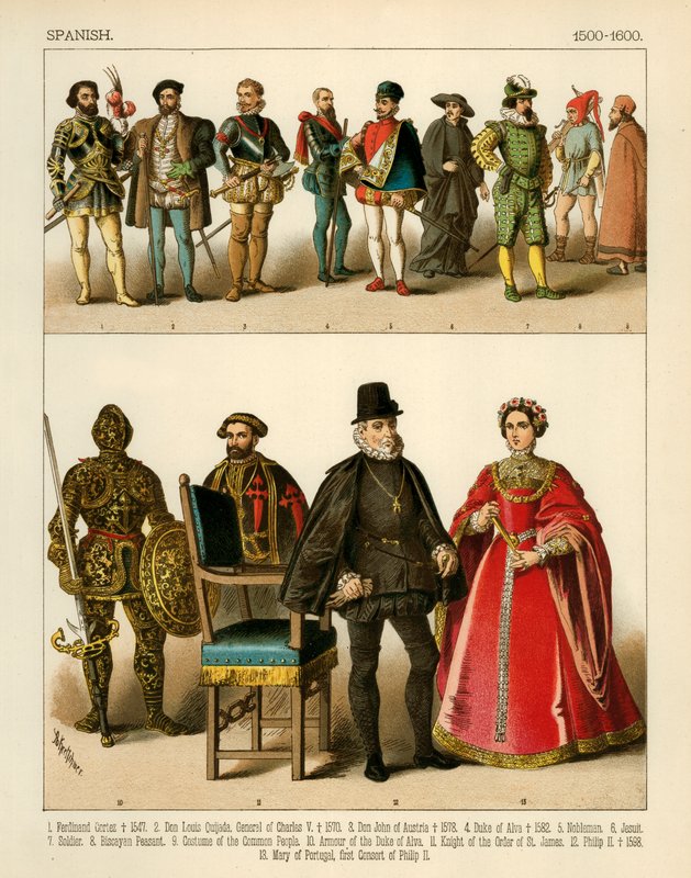 Spanish Costume 1500-1600 by Albert Kretschmer