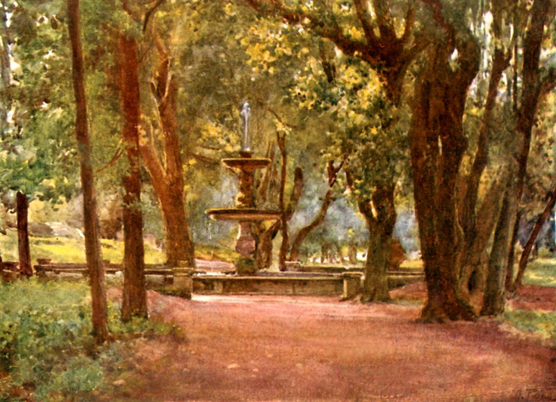 Ilex Avenue and Fountain (Fontana Scura) Villa Borghese by Alberto Pisa