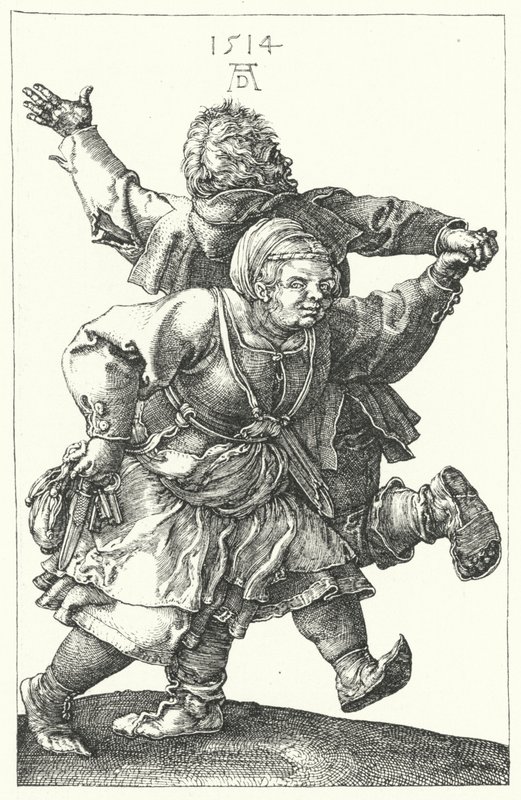 Peasant Couple Dancing by Albrecht (after) Durer or Duerer