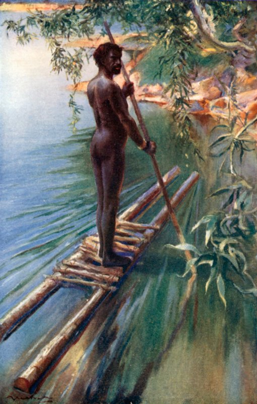 An Australian Aborigine Navigating a Raft by Alec Ball