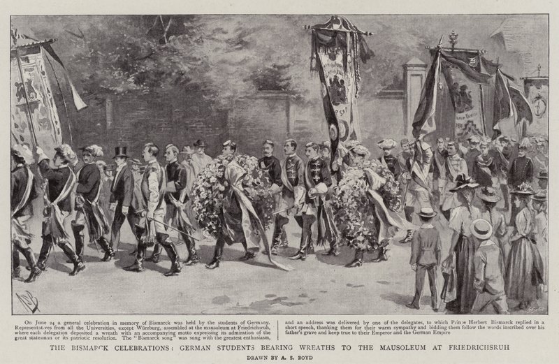 The Bismarck Celebrations, German Students bearing Wreaths to the Mausoleum at Friedrichsruh by Alexander Stuart Boyd