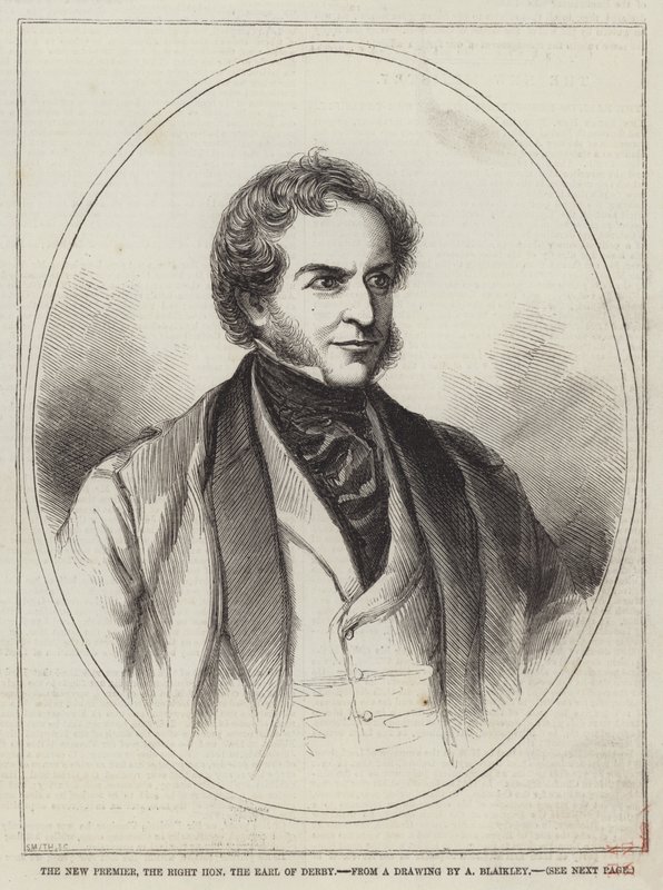 The New Premier, the Right Honourable the Earl of Derby by Alexander Blaikley