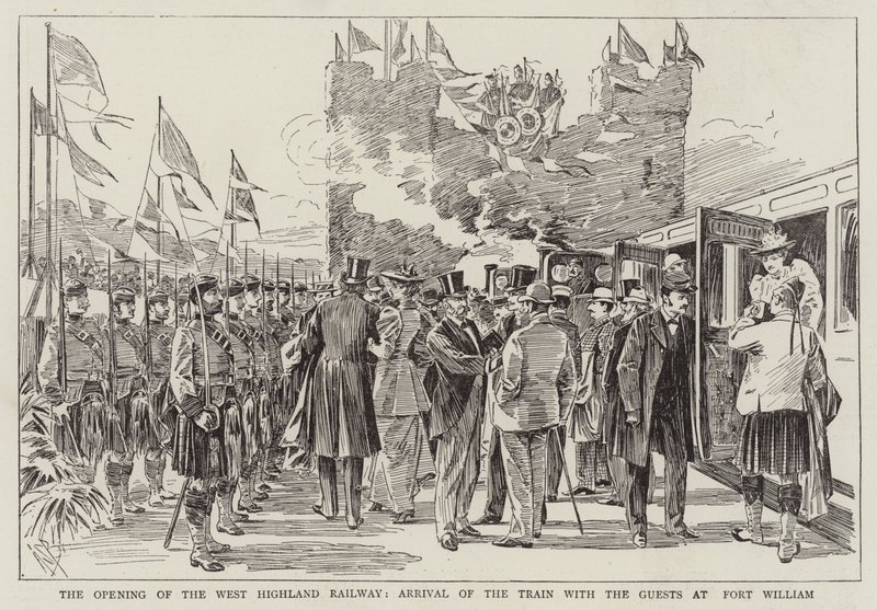 The Opening of the West Highland Railway, Arrival of the Train with the Guests at Fort William by Alexander Stuart Boyd