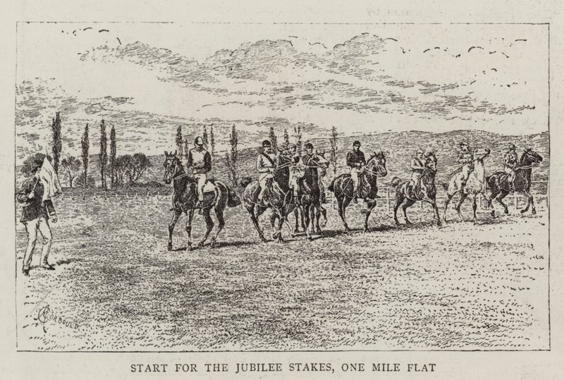 Start for the Jubilee Stakes, One Mile Flat by Alfred Chantrey Corbould