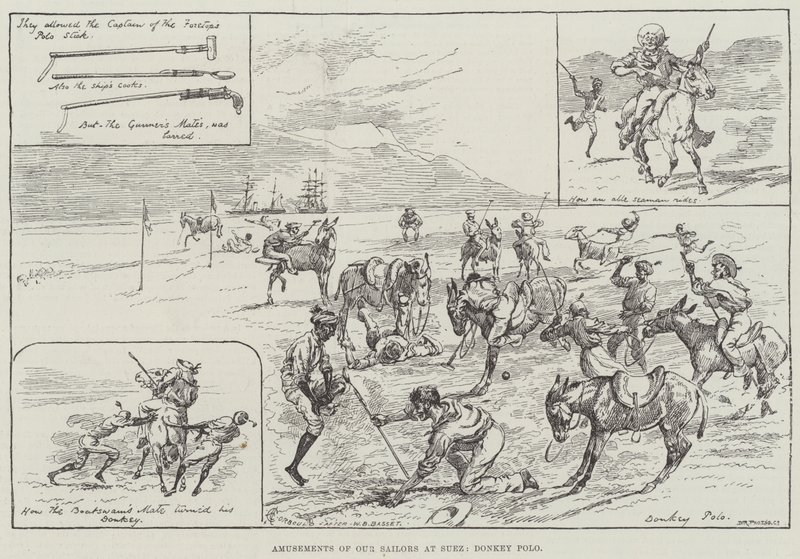 Amusements of Our Sailors at Suez, Donkey Polo by Alfred Courbould