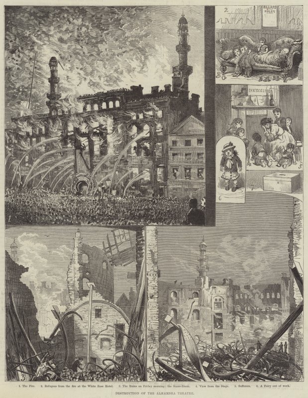 Destruction of the Alhambra Theatre by Alfred Courbould