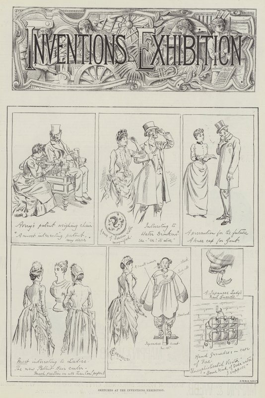 Sketches at the Inventions Exhibition by Alfred Courbould