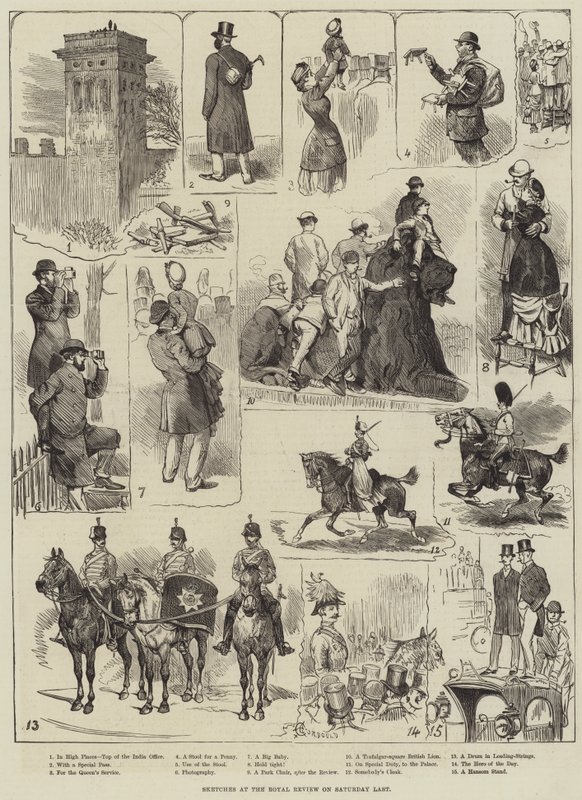 Sketches at the Royal Review on Saturday Last by Alfred Courbould