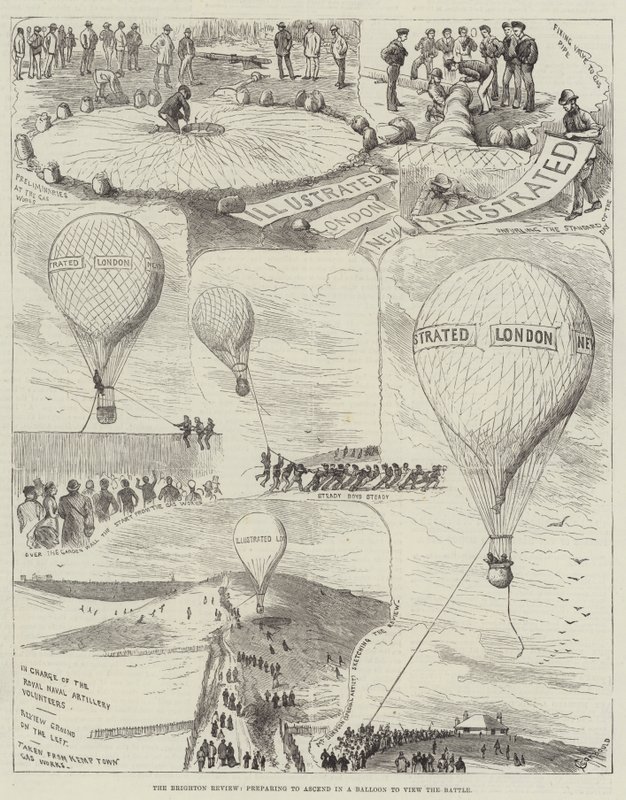 The Brighton Review, Preparing to Ascend in a Balloon to View the Battle by Alfred Courbould