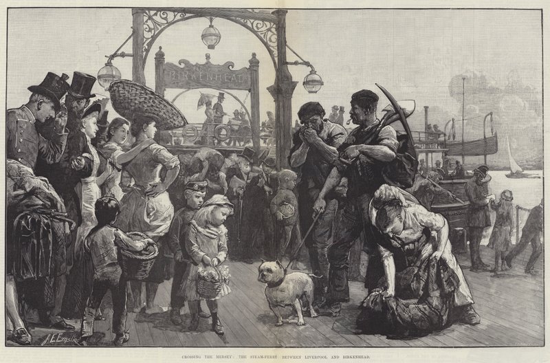 Crossing the Mersey, the Steam-Ferry between Liverpool and Birkenhead by Alfred Edward Emslie