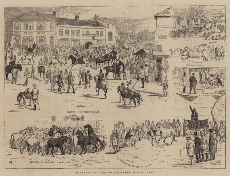 Jottings at the Horncastle Horse Fair by Alfred Chantrey Corbould