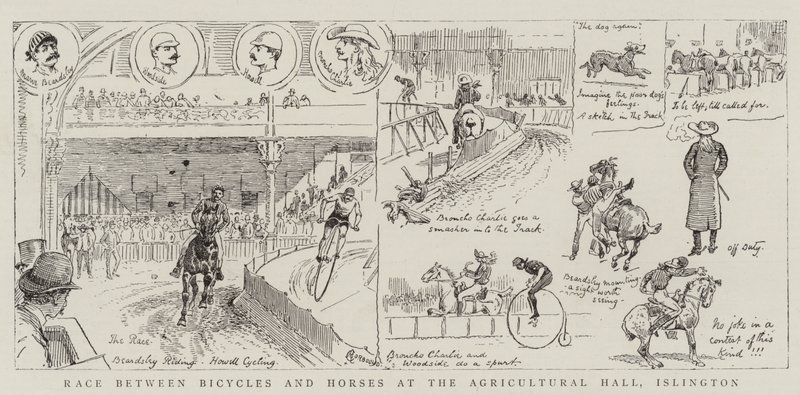 Race Between Bicycles and Horses at the Agricultural Hall, Islington by Alfred Chantrey Corbould