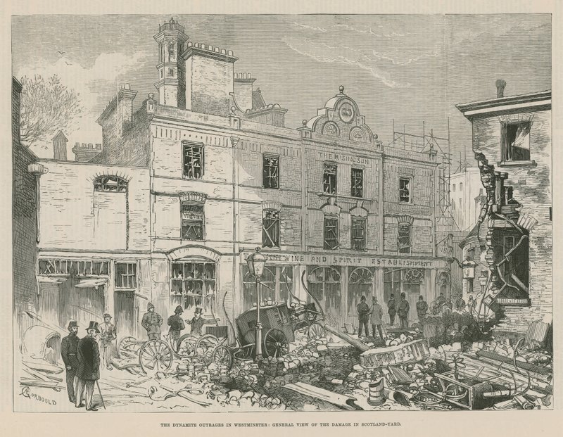 The Dynamite Outrages in Westminster; General View of the Damage in Scotland Yard by Alfred Chantrey Corbould
