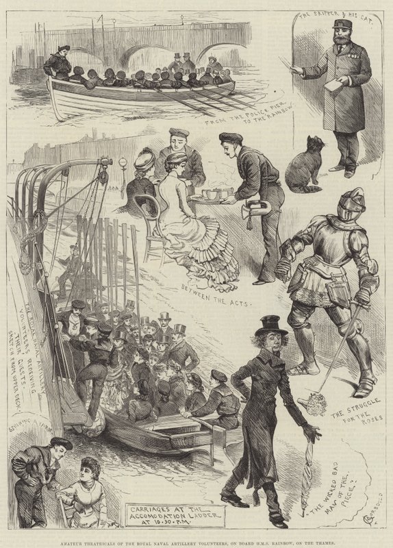 Amateur Theatricals of the Royal Naval Artillery Volunteers, on Board HMS Rainbow, on the Thames by Alfred Courbould