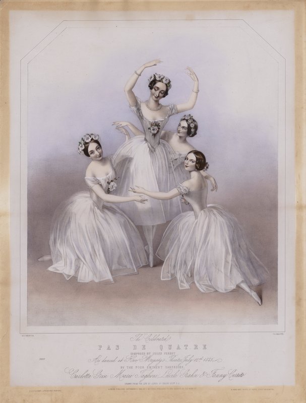 The Celebrated Pas De Quatre composed by Jules Perrot, as danced at Her Majesty’s Theatre by Alfred Edward (after) Chalon
