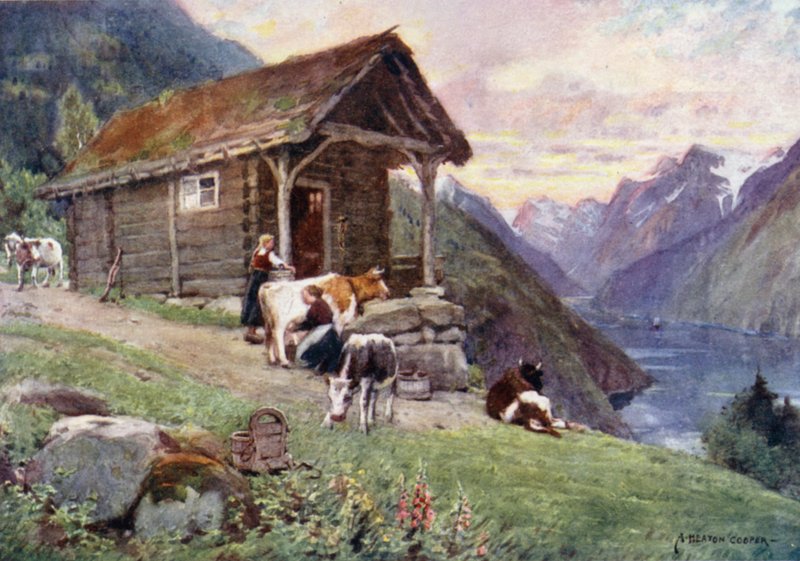 A Saeter, Vetle Fjord by Alfred Heaton Cooper