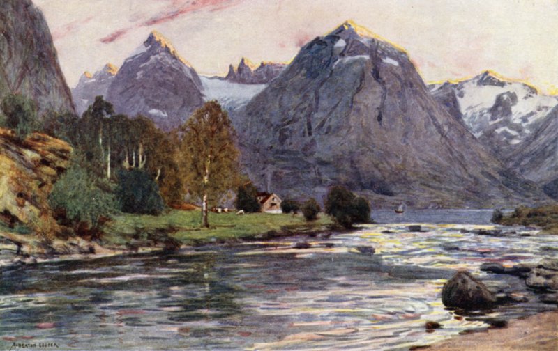 A Salmon River, Stryn, Nord Fjord by Alfred Heaton Cooper