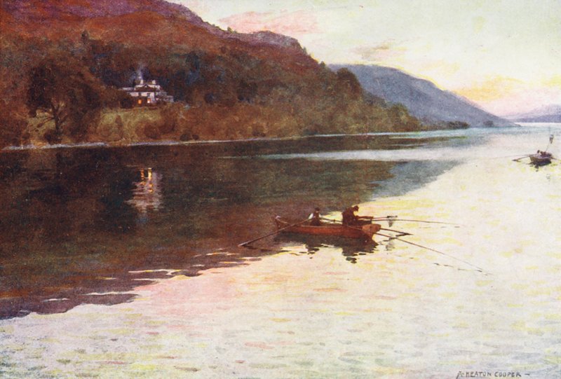 Lake District: Brantwood, Coniston Lake, Char-fishing by Alfred Heaton Cooper