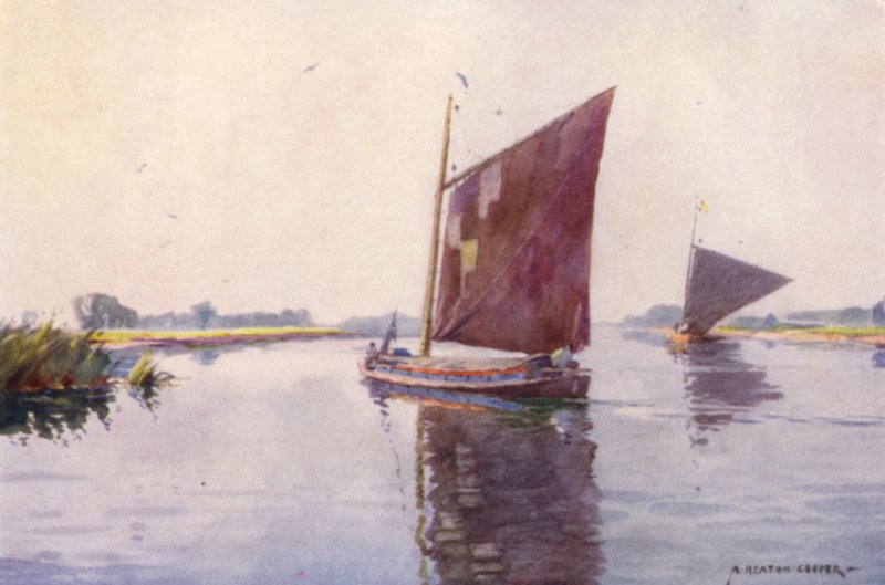 Wherries on the Waveney, Suffolk by Alfred Heaton Cooper