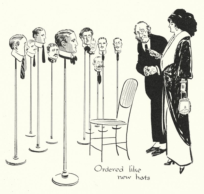 Selecting Men Like Hats by Alfred Leete