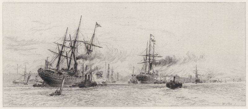 Shipping on the Mersey by Alfred Louis Brunet Debaines