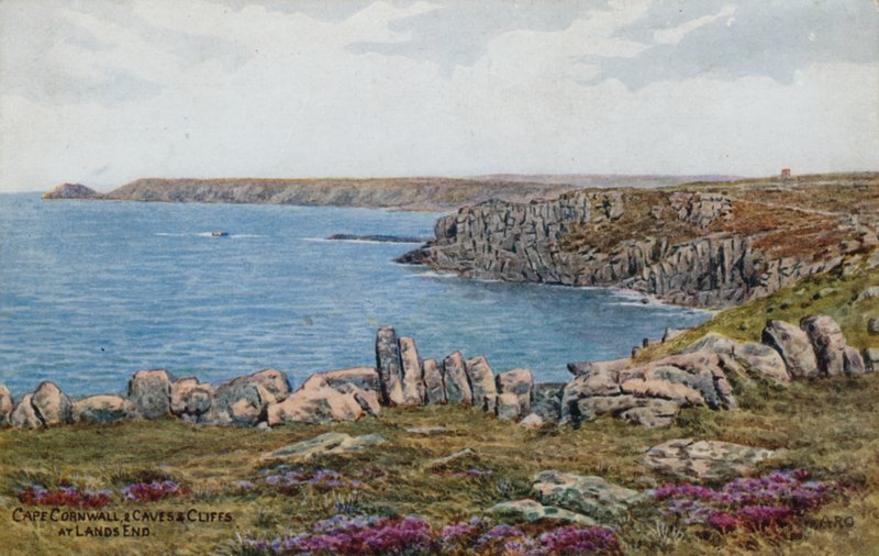 Cape Cornwall, and Caves and Cliffs, at Lands End by Alfred Robert Quinton