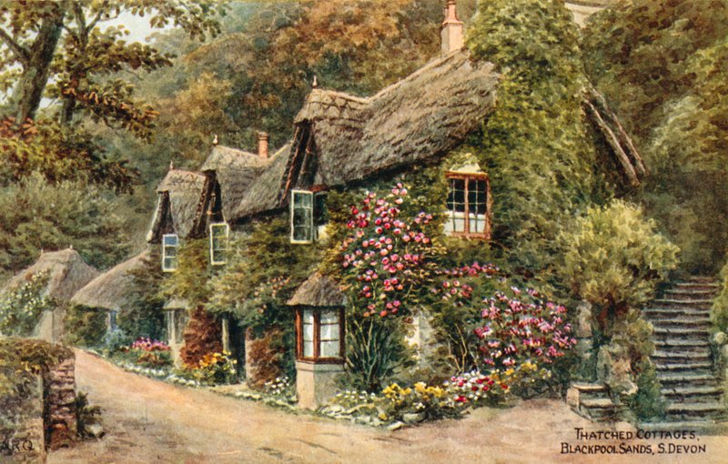 Thatched Cottages, Blackpool Sands, South Devon by Alfred Robert Quinton