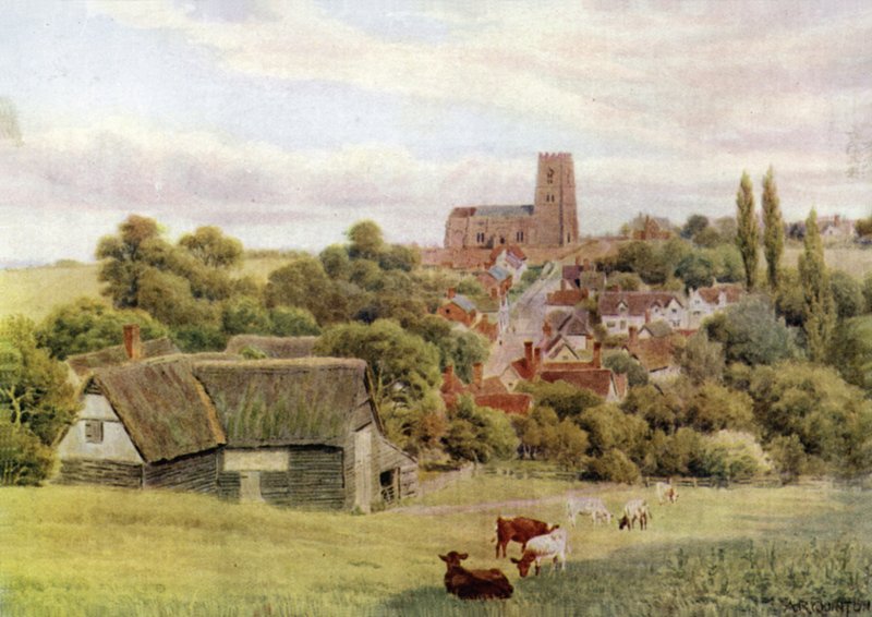 The Church on the Hill, Kersey, Suffolk by Alfred Robert Quinton