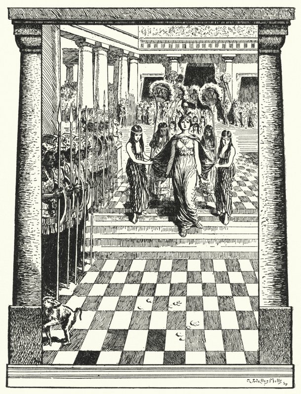Dido, Queen of Carthage, preparing for her death after being left by Aeneas by Alfred Wallis Mills
